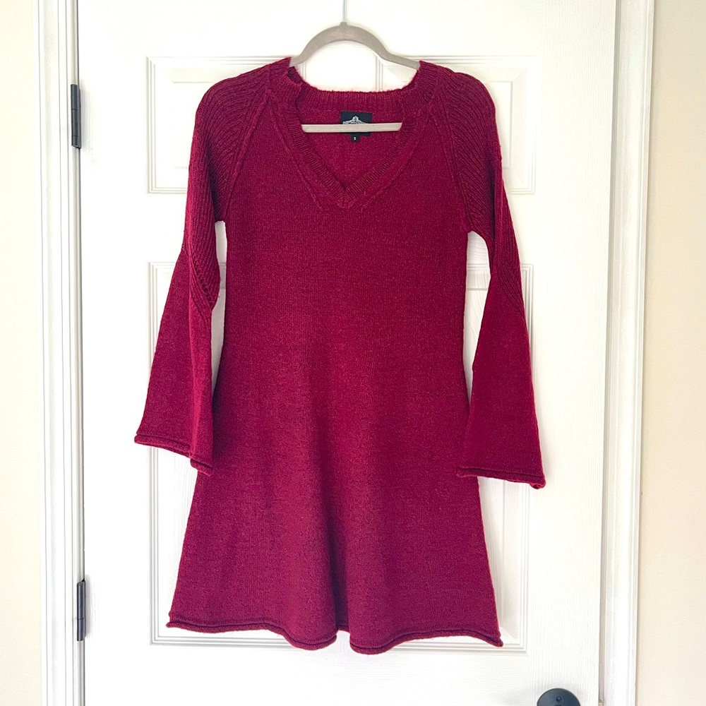 Red Bell Sleeve Midi Knit Dress size Small